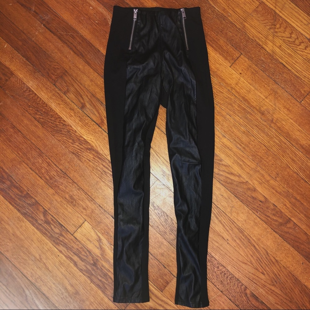 H&M Divided Black Faux Leather Leggings Size 2/24